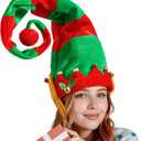 Giggling Getup Unisex Christmas Hat, Elf Red and Green Stripes Hats for Adults, Warm for Christmas Party Gifts