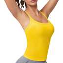 MathCat Workout Tank Tops for Women with Built in Bra, Sleeveless Gym Tops Seamless Racerback Athletic Yoga Shirts (Yellow, M)
