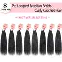 Xtrend Pre Looped Brazilian Afro Kinky Crochet Hair Black Braiding Hair 10Inch 8 Packs Micro Curly Braiding Hair Extensions Deep Wave Synthetic Mini Passion Twist Hair For Boho (30Strands/Pack1B#)