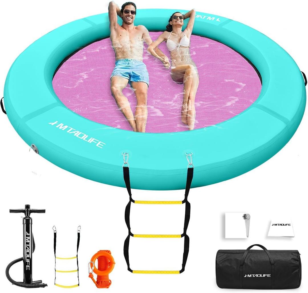 Inflatable Water Hammock Floating Dock,Round Floating Ring Inflatable Floating Hammock for Lake Boat Pool Ocean,