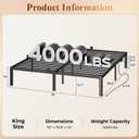 PRAISUN 4000LBS King Bed Frame with Charging Station, 14 inch Bedframe