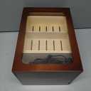 Cigar Humidor Cabinet with Electric Humidifier Precision Humidity Control Digital Display Double-Layer Cedar Shelves Glass Top Accessory Drawer, 65-Cigar Capacity, Father's Day Gift for Men (Brown)