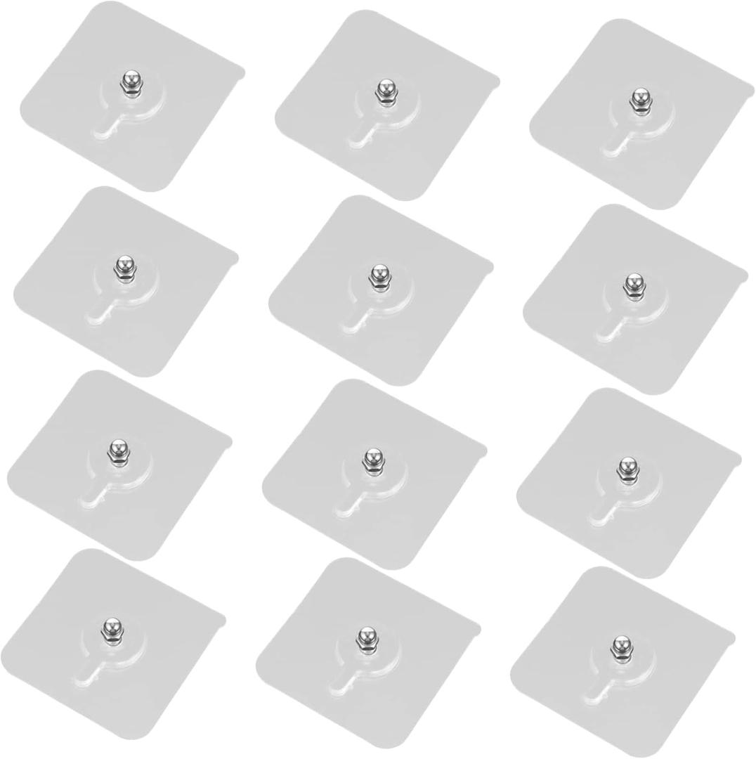 Self Adhesive Hooks,Small Sticky Hooks 12pcs Stick on Wall Hanger Drywall Picture Hooks Traceless Sticker Hook Nail Free Wall Hook Self Adhesive Hanging Nails Picture Hangers Picture Hanging Kit Phot