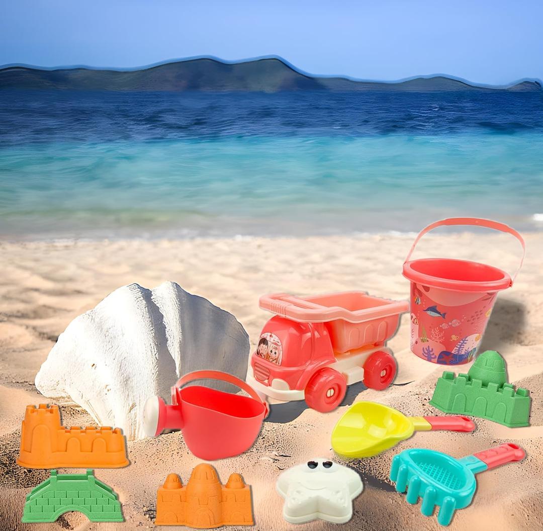 17 Pcs Beach Toys with Storage Bag for Toddlers, Sand Toy Set for Kids Includes Beach Bucket, Truck, Shovel, Sand Molds and Watering CanOutdoor Toys for Toddlers Kids Age 3 4 5 6+