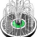 Solar Fountain for Bird Bath Glass - No Battery, 3.5W Solar Bird Bath Fountains Green Flower with 4 Fixed Rods & 7 Nozzles, Solar Powered Water Fountain for Bird Bath,Pond,Pool,Outdoor,Garden (White)