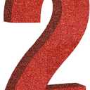 TONIFUL 7.8 Inch Red Glitter Number 2 Wooden Table Centerpiece,Red Birthday Party Decorations Digit 2 for Birthday,Chrismas,Graduation,Valentine's Day,Anniversary Party Supplies(1 Pack)