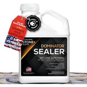 1 Gal. DOMINATOR Stone+ Gloss Clear Acrylic Sealer | Satin Finish Stone Sealer, Clay Brick Sealer | Color Enhancing | Professional Grade | Fast Dry | Indoor and Outdoor, 06/05/2025