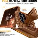 for Samsung Galaxy S26 Ultra Wallet Case with Card Holder & Kickstand & Full Camera Lens Cover, Military Grade Drop Shockproof Rugged Phone Case for S26 Ultra 6.9'', Brown