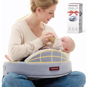 Momcozy Innovative Safety Guard Nursing Pillow - Firm & Springy Memory Foam - Stable, Ergonomic Support & Comfort - Wider Breastfeeding Cushion, Adjustable, Removable Cover, Baby Safety Certified, CozyLite