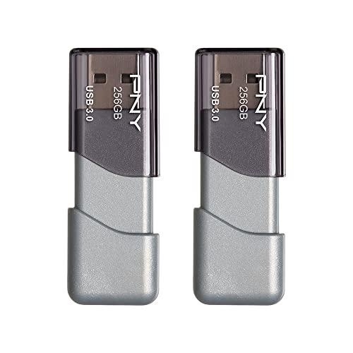 PNY P-FD256X2TBOP-MP 256GB Turbo Attaché 3 USB 3.0 Flash Drive,Silver (Pack of 2)