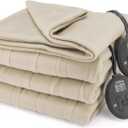 Sunbeam Royal Ultra Fleece Heated Electric Blanket King Size, 90" x 100", 12 Heat Settings, 12-Hour Auto Shut-Off, Machine Washable, Pebble Beige
