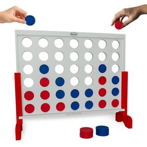 Bolaball Giant Wooden 4-in-a-Row Game  3.2FT Jumbo Connect Game for Kids & Adults, Indoor & Outdoor Fun, Durable Design for Family Gatherings, BBQs, Parties & More