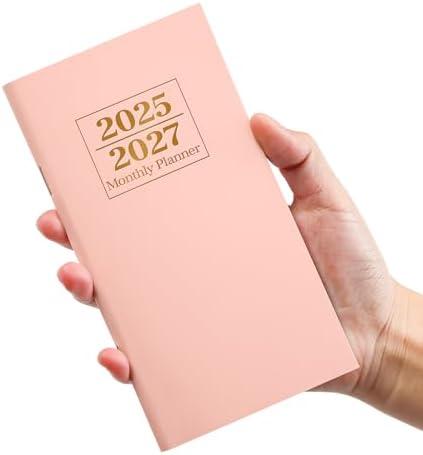 Pocket Calendar 2025-2027 for Purse, Two Year Monthly Planner Pocket Size, Jul 2025 to Jun 2027 Monthly Planner Small Size (6.5" x 3.5")-Pink, Pack of 5