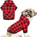 Dog Sweater Red Buffalo Plaid Pet Clothes Warm and Soft Breathable Cozy Small Pet Hoodies Dog Sweaters for Small Dogs with Pocket(S)