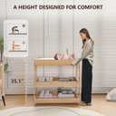 Baby Changing Table, Wood Diaper Changing Table with 2-Tier Storage Shelves, Wooden Baby Changing Station for Nursery, Modern Changing Table Dresser