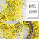 GTIDEA 24" Spring Wreaths for Front Door Artificial Forsythia Flower Wreath on Grapevine Yellow Wreath with Green Leaves Silk Floral Wreath for Home Indoor Wall Window Garden Porch Farmhouse Decor