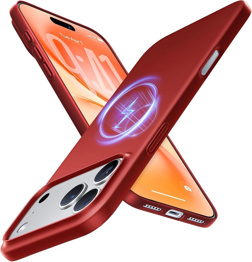 TORRAS Magnetic Slim-Fit for iPhone 17 PRO MAX Case, Ultra-Thin 17 ProMax Phone Case Compatible with MagSafe, Light Anti-Scratch Matte Hard PC Bayer 6.9 inch OriginFit, Red