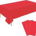 3 Pack Red Plastic Tablecloth Disposable Rectangular Table Cloth 54 x 108 Inch Table Cover for Parties