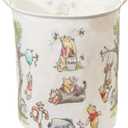 Oval Cute Bear Nursery Storage Basket With A Waterproof PE Coating, Foldable Large Canvas Laundry Hamper, Barrel Shaped Decorative Storage Baskets Suitable For Bathroom and Bedroom (White)