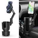 Cup Holder Phone Mount, 2 in 1 Universal Cup Holder Expander Adjustable Base with Phone Mount, Long Arm with 360Rotation Phone Cup Holder for Car Compatible with All Smartphones