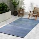Fab Habitat Outdoor Rug - Waterproof, Fade Resistant, Crease-Free - Premium Recycled Plastic - Striped - Patio, Deck, Porch, Balcony, Laundry Room - Cancun - Indigo - 4 x 6 ft