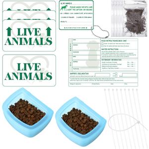 Eaasty 23 Pcs Pet Airline Travel Kit Kennel Travel Kit, Includes 4 Live Animal Stickers 2 Pet Bowl 1 Live Pets Label 5 Storage Bag 10 Cable Ties 1 Tag Animal Outdoors Accessories for Dogs Cats