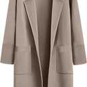 LILLUSORY Women's Long Dressy Cardigan Sweaters Fall Oversized Cozy Jacket Outfits 2025 Date Night Winter Trench Coats (Beige, L)