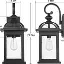 Darkaway Outdoor Lights Fixtures Wall Mount, Large 22inch Outdoor Wall Sconce Lights with Seeded Glass Waterproof Outside Exterior Lights Fixture for House Front Porch Patio Large, Black