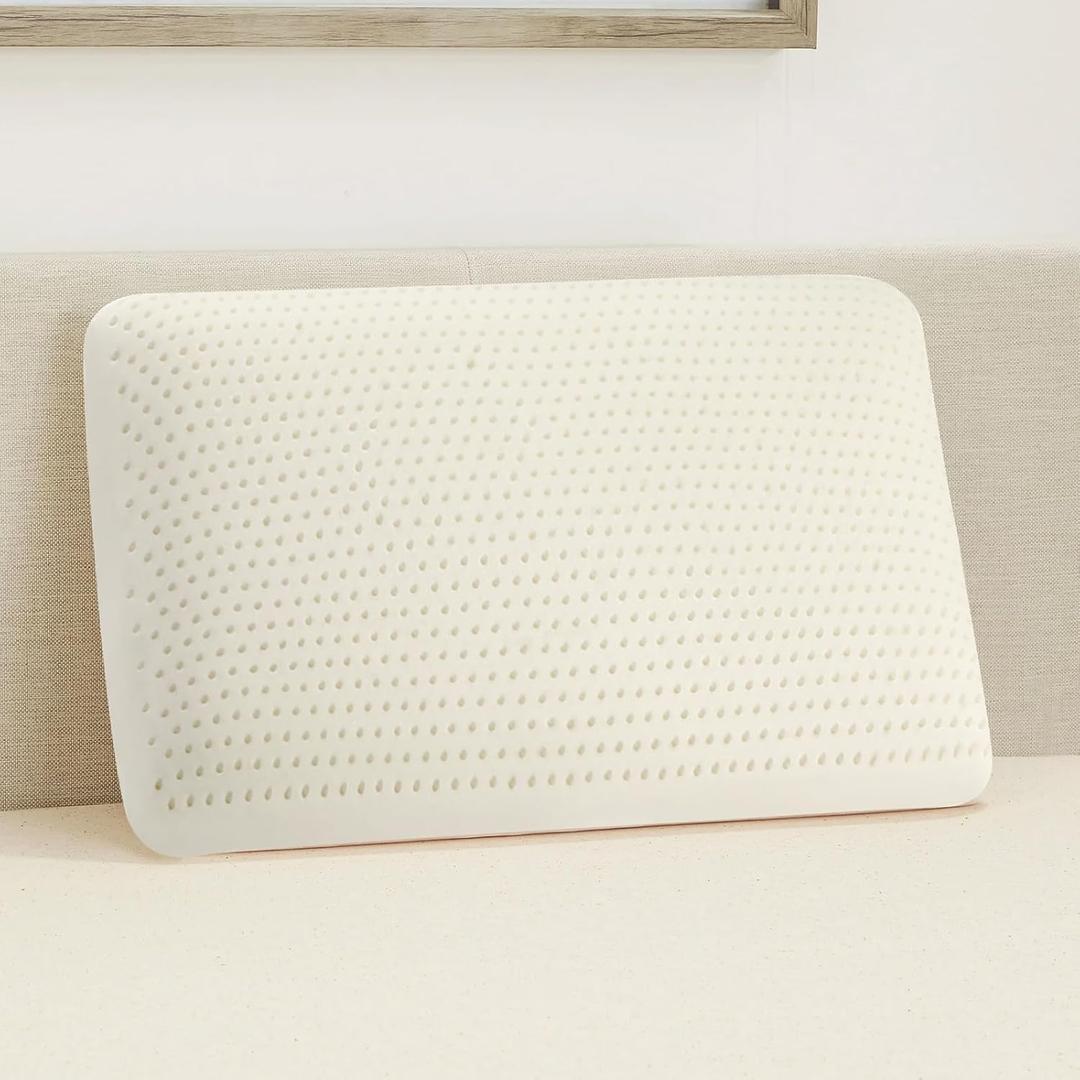 Talalay 100% Natural Premium Latex Pillow,Bed Pillow for Sleeping with Removable Cotton Cover, Helps Relieve Pressure, Breathable, Pressure Relief, Durable, Best Gift, King Size (Soft, 7.0'' (H))