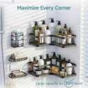 Veken Corner Shower Caddy 5-Pack, Advanced Rustproof Design, No Drilling Adhesive Shelves, Rack with Soap Holder, Bathroom Organizers and Storage, Wall-Mounted Kitchen&Home Decor,Black,Gifts for Mom