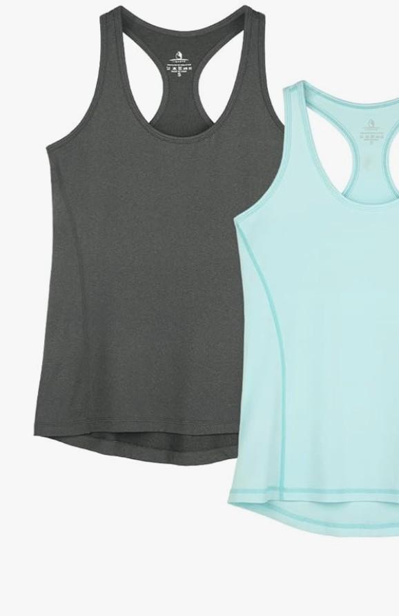 icyzone Women's Racerback Workout Athletic Running Tank Tops (Pack of 2),M /L