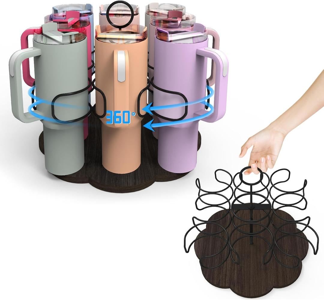 8 Slots Large Water Bottle Organizer for Stanley 40 oz Tumbler, Rotating Stanley Cup Holder for 8 Tumblers, Water Bottle Storage Rack for Stanley Cup Accessories, Stanley Cup Tumbler Organizer