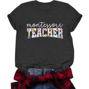 Teacher Shirts for Women Teacher Gifts Short Sleeve Shirts Graphic Tees Summer Tops 2025 (L)