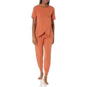 Amazon Essentials Womens Cotton Modal Maternity and Nursing Sleepwear Pajama Set (X-Small, Terracotta)