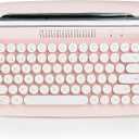 YUNZII ACTTO B303 Wireless Typewriter Keyboard, Bluetooth Connection, Cute Retro Aesthetic Design with Integrated Stand for Tablet, Phone, PC and Win/Mac/Android(B303, Baby Pink)