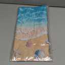 3-Piece 54 x 108 Inch Beach Theme Plastic Tablecloth  Summer Ocean Wave and Seashell Design Disposable Rectangle Table Cover for Pool Parties, Beach Birthdays, and Outdoor Decorations