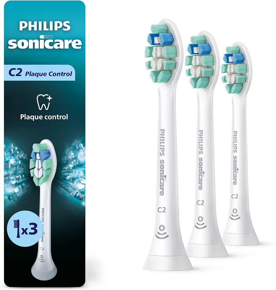 Philips Sonicare C2 Plaque Control - Genuine Replacement Electric Toothbrush Heads, White, HX9023/65