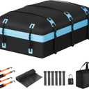 Car Rooftop Cargo Carrier Bag, 30 Cubic Feet Waterproof Soft-Shell Car Roof Bag for All Vehicle with/Without Rack, Include Anti-Slip Mat, Reinforced Straps, Door Hooks Luggage Lock (Blue)