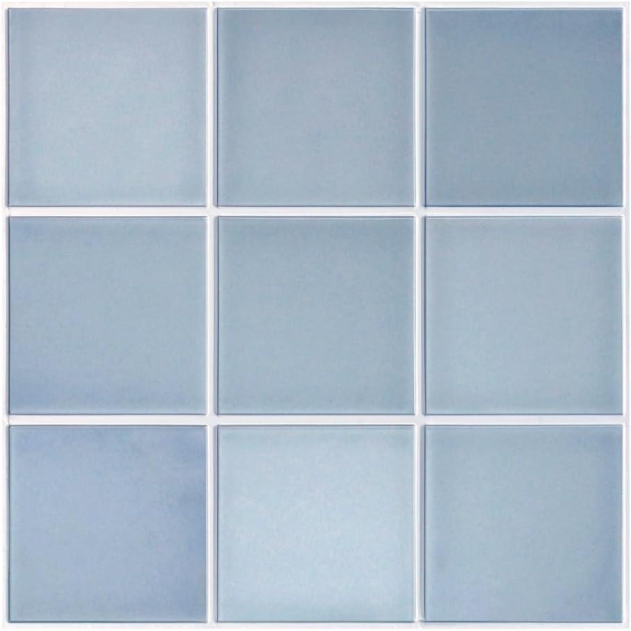 Commomy 10 Pcs Matte 3D Peel and Stick Tile 11.8"x11.8" Ultralight PVC Square Peel and Stick Backsplash for Kitchen Stick on Tiles for Bathroom,Living Room,Fireplace,Interior Wall Decor,Blue