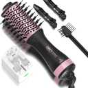 DAN (100V-240V) Auto Dual Voltage Hair Dryer Brush,Travel Hair Dryer Brush with Multi-Function Plug Adapter,Mini Blow Dryer Brush for Home and International Travel (Black)