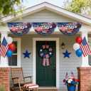 2PCS 250th Anniversary USA Bunting Flag, Patriotic Eagle Motif American Fan Flag Decorations, 1776-2026 250 Years of Independence Banner Decors for Wall Front Door Porch Fence Outdoor, 1.5x3 FT