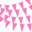 MECCANIXITY 100ft Pink Pennant Banner Flags String Hanging 60PCS Triangle Bunting Flags for Outdoor Garden Wedding Birthday Party Decorations