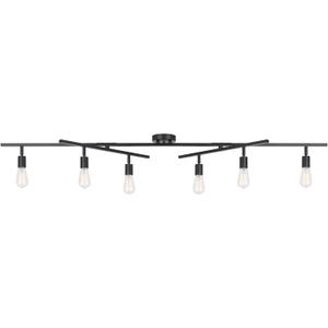 GLOBE Electric 64000125 64" 6-Light Double Center Swivel Track Lighting, Matte Black, Pivoting Track Heads, Center Canopy