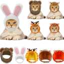 Weewooday 5 Pcs Cat Adorable Costume Bunny Hat with Ears Funny Mane Cat Hat for Pets and Small Dogs Kitten Puppy Party Costume Accessory Headwear(Rabbit, Lion, Leopard, Tiger, Giraffe)