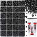 32000Pcs Black Rhinestones for Bedazzling, Flatback Resin Gems Crystal, Bedazzler Kit with 3Pcs 10ml B7000 Jewelry Glue and Tweezers for Makeup Crafting Nail Art