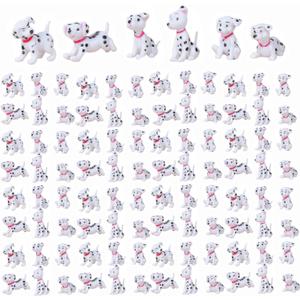 Bygytyo 102 Pieces Mini Animals Dog Miniature Figurines, Fairy Garden Miniature Moss Landscape DIY Terrarium Crafts Ornament Accessories Office Home Decor Gift, White
