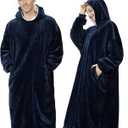 AmyHomie Wearable Blanket Hoodie for Adults & Teens, Oversized Sherpa Hooded Blanket, Warm Cozy Blanket Sweatshirt as Christmas Birthday Gifts for Women Men (Blue)