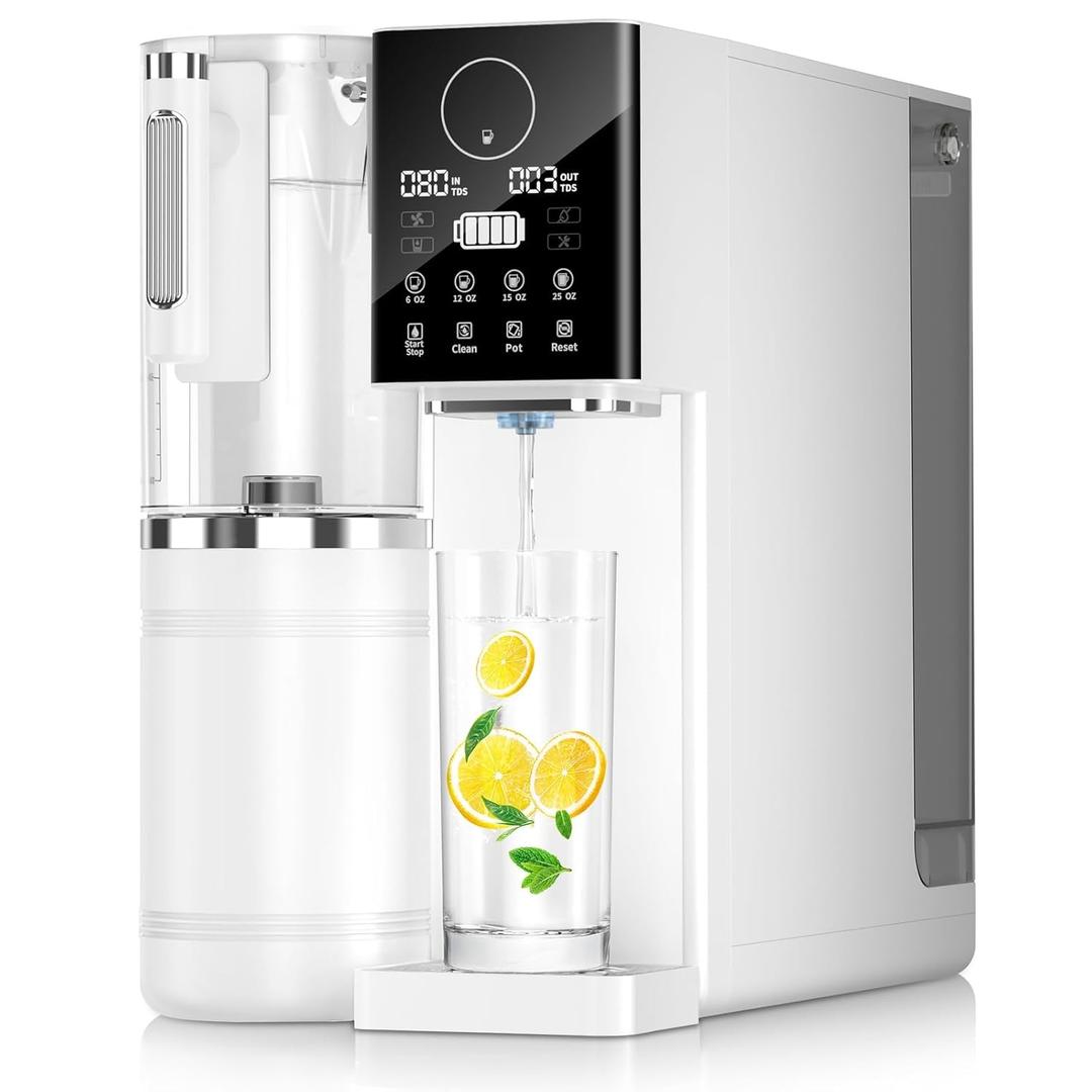 8-Stage RO Filtration System, Portable Water Purifier, Reverse Osmosis Water Filter Countertop for Home, No Installation, White