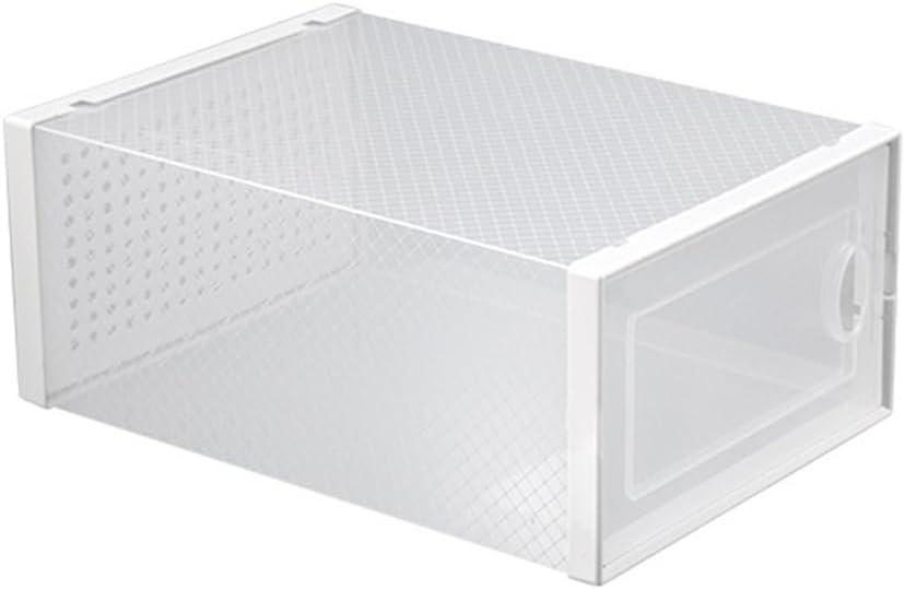 KALLORY Flip-on Shoe Cabinet Stackable Shoe Organizer Box with Transparent Cover Household Storage Container for Sneakers Sandals and Sports Shoes 12.99X9.05X5.51 Inch