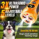 Dog Bark Deterrent Device - 3X Ultrasonic Anti-Bark Device with 5 Adjustable Levels, 30ft Range for Indoor/Outdoor Use Rechargeable & Portable for Your or Neighbor's Dog with Flashlight (Orange)
